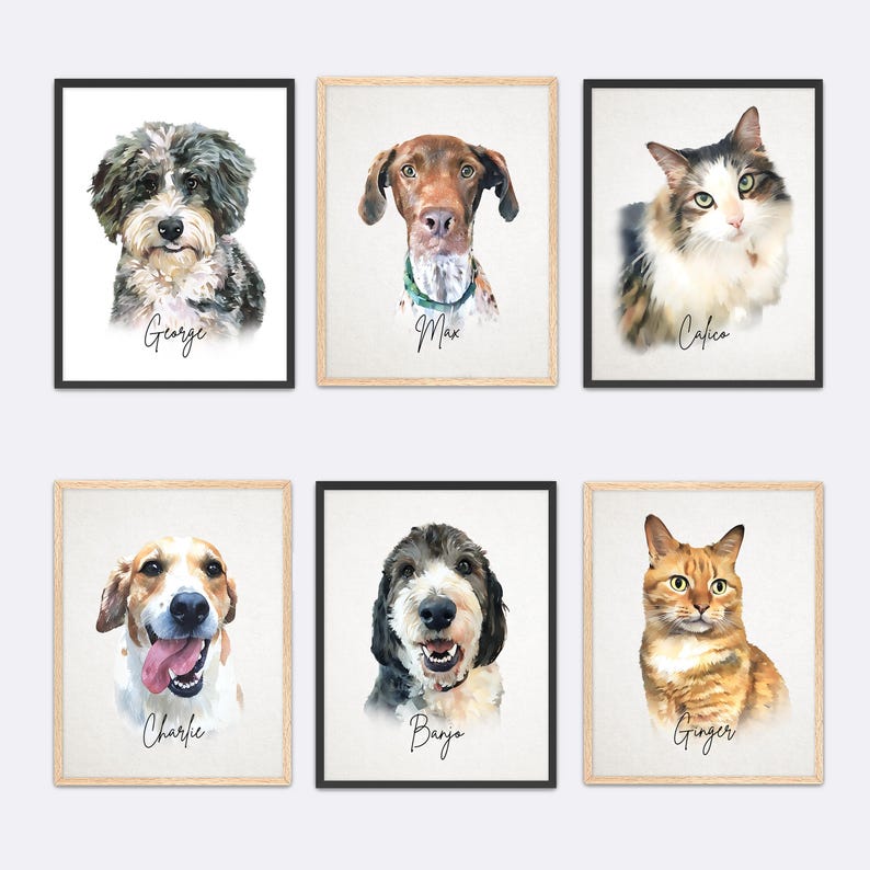 Custom Pet Portrait: Watercolor Dog, Cat, and Animal Art from Photo