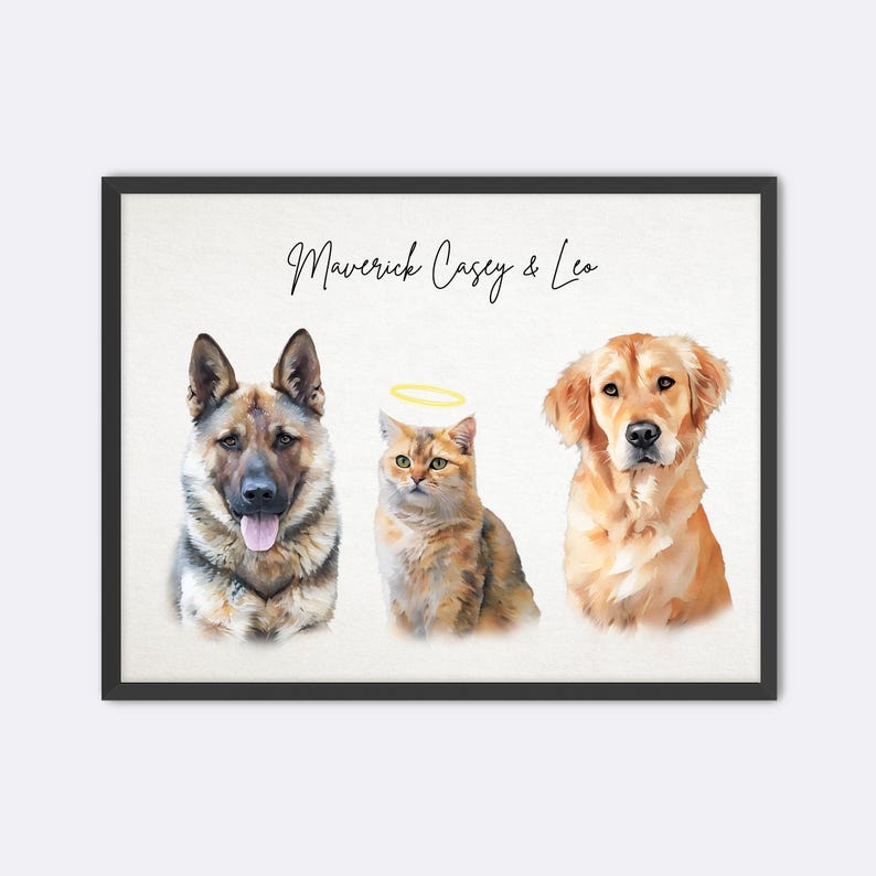 Custom Pet Portrait: Watercolor Dog, Cat, and Animal Art from Photo