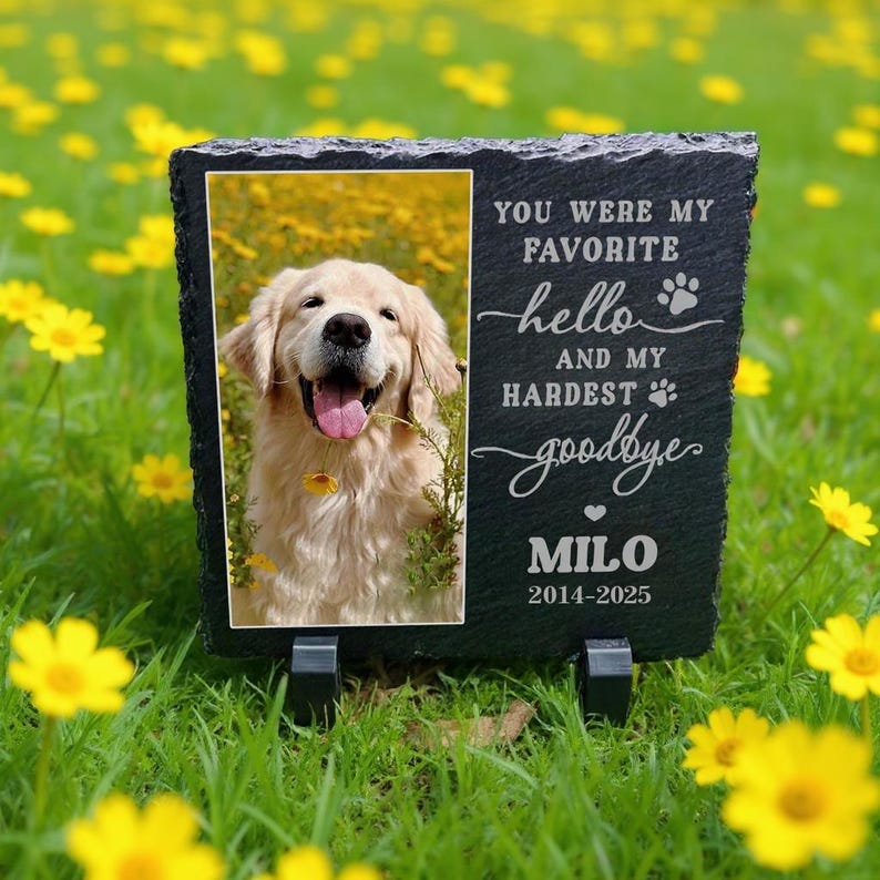 Pet Memorial Stone Dog Memorial Stone With Photo, Pet Headstone Garden Decor, Pet Grave Marker, Sympathy Gift for Loss of Beloved Pet