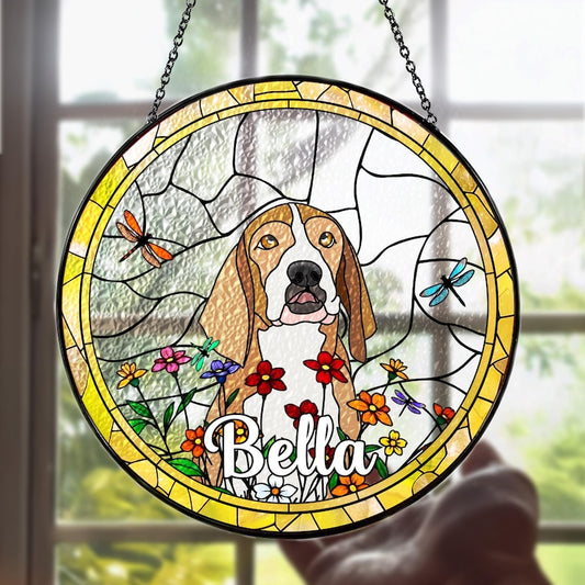 Personalized Stained Glass Dog Portrait Suncatcher Custom Pet Memorial Gift, Handmade Keepsake to Honor the Memory of Your Beloved Companion