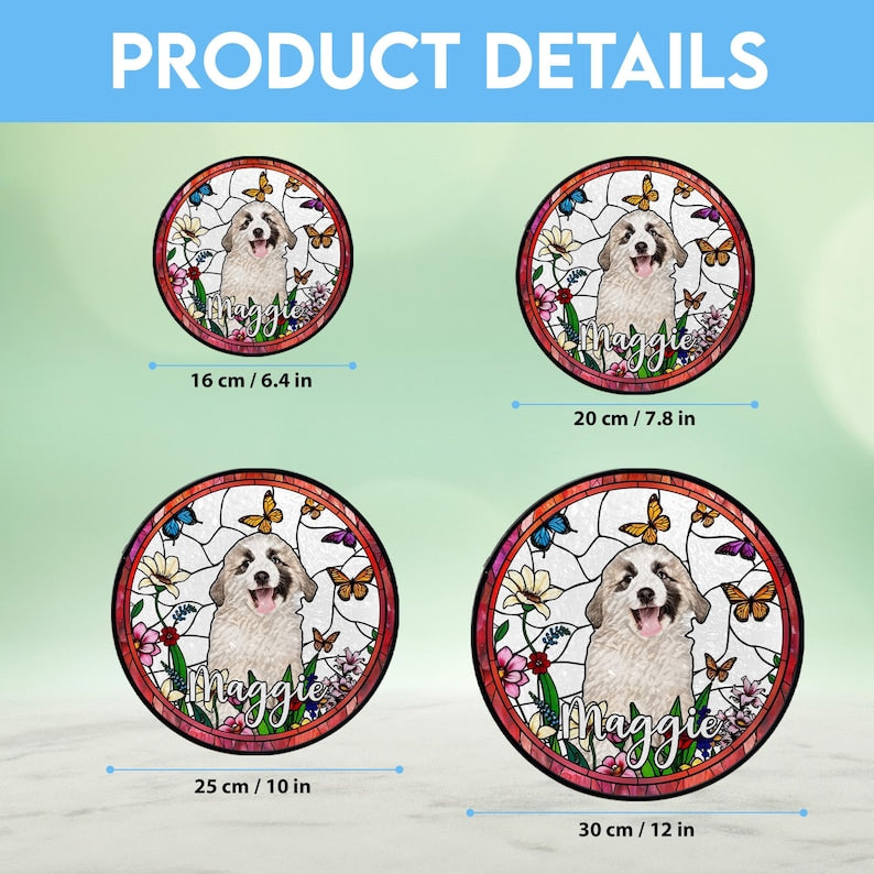 Personalized Stained Glass Dog Portrait Suncatcher Custom Pet Memorial Gift, Handmade Keepsake to Honor the Memory of Your Beloved Companion