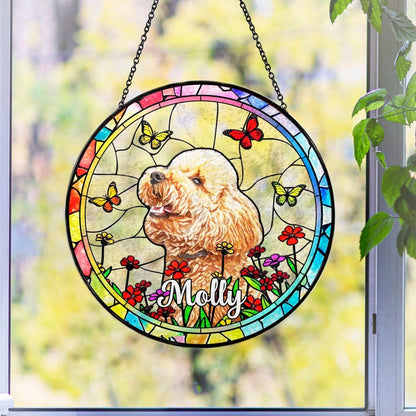 Personalized Pet Memorial Suncatcher, Pet Memorial Gift Dog, Forever Loved Dog Suncatcher, Pet Loss Keepsake, Dog Memorial Gift CDS01