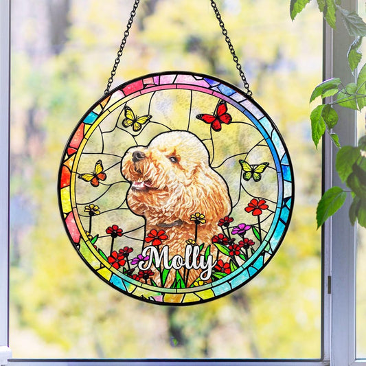 Personalized Pet Memorial Suncatcher, Pet Memorial Gift Dog, Forever Loved Dog Suncatcher, Pet Loss Keepsake, Dog Memorial Gift CDS01