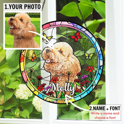 Personalized Pet Suncatcher, Custom Dog Christmas Suncatcher, Pet Suncatcher Using Photo, Cat Christmas Photo Suncatcher, Pet Portrait CDS01