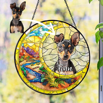 Personalized Dog Portrait Picture Suncatcher, Personalized Window Hanging Stained Glass Suncatcher,Pet Memorial Gift,Dog Memorial Gift CDS02