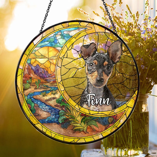 Personalized Dog Portrait Picture Suncatcher, Personalized Window Hanging Stained Glass Suncatcher,Pet Memorial Gift,Dog Memorial Gift CDS02