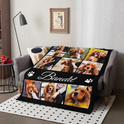 Pet Photo Blanket, Custom Pet Blanket, Pet Photo Name Blanket, Gift for Dog Lovers, Memorial Blanket Christmas Gift, Personalized Blanket