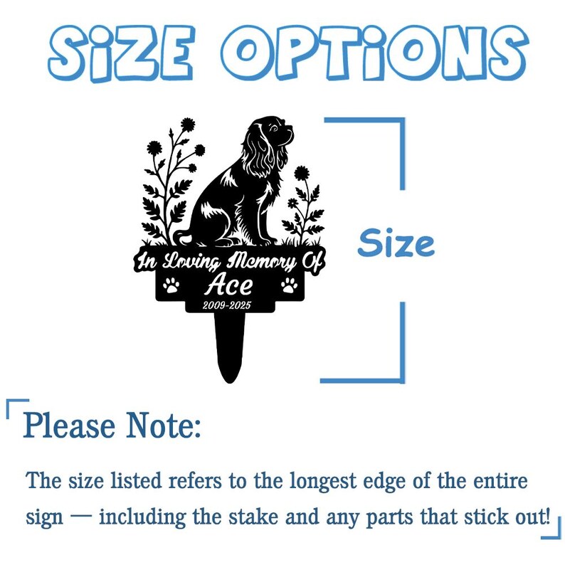 Custom Cavalier King Charles Spaniel Memorial Stake, Dog Loss Gift