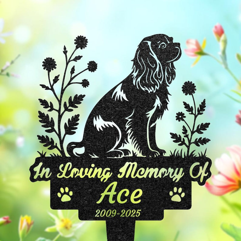 Custom Cavalier King Charles Spaniel Memorial Stake, Dog Loss Gift