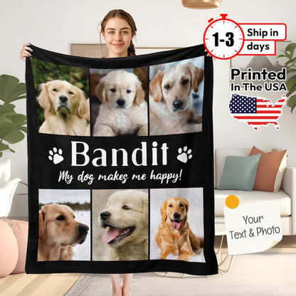 Pet Photo Blanket, Custom Pet Blanket, Pet Photo Name Blanket, Gift for Dog Lovers, Memorial Blanket Christmas Gift, Personalized Blanket