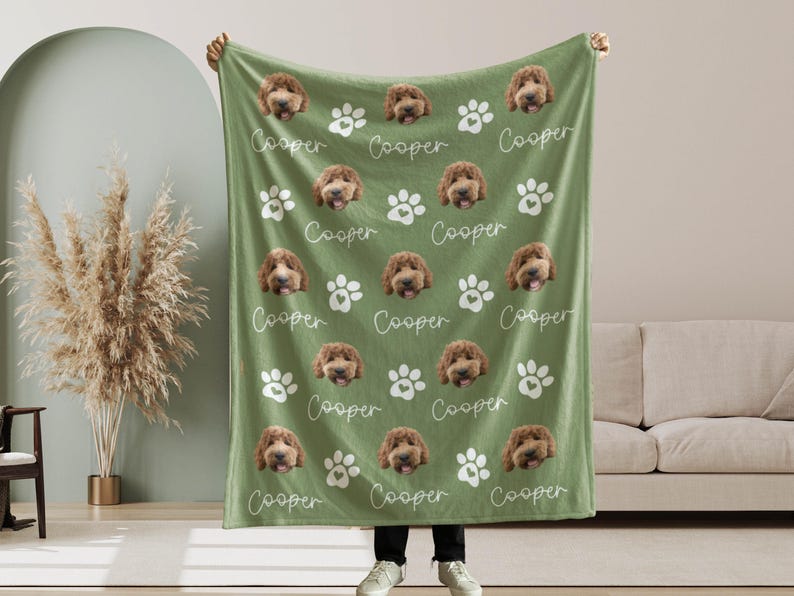 Custom Pet Photo Blanket With Name, Personalized Dog Cat Blanket, Pet Memorial Gift, Dog Dad Gift, Custom Picture Blanket For Pet Lovers