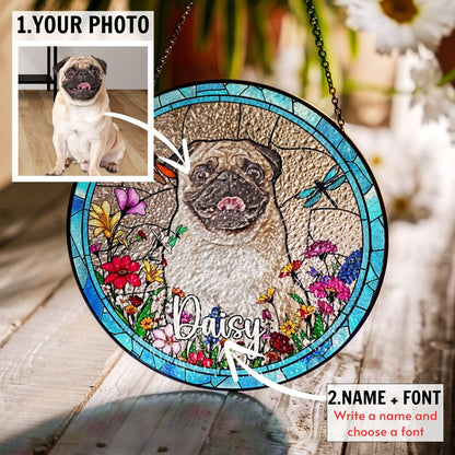 Christmas 2024 Dog Memorial Suncatcher Gift, Personalised Photo Suncatchers,Dog Lovers Memorial Gift, Pet Memorial, Window Decorations CDS01