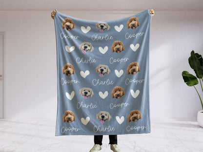 Custom Pet Photo Blanket With Name, Personalized Dog Cat Blanket, Pet Memorial Gift, Dog Dad Gift, Custom Picture Blanket For Pet Lovers