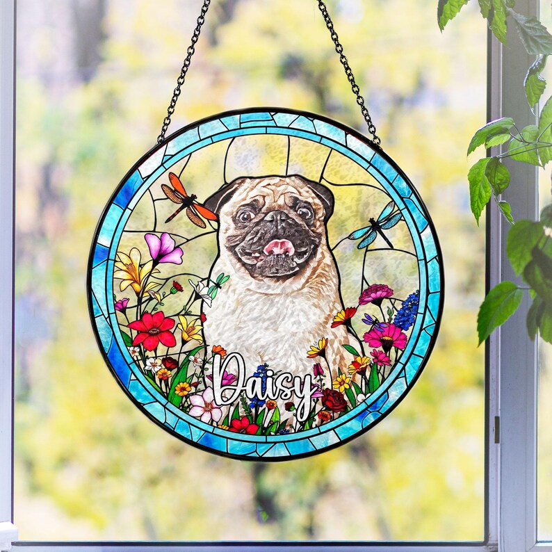 Christmas 2024 Dog Memorial Suncatcher Gift, Personalised Photo Suncatchers,Dog Lovers Memorial Gift, Pet Memorial, Window Decorations CDS01