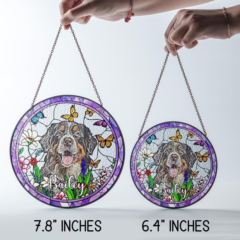 Christmas 2024 Dog Memorial Suncatcher Gift, Personalised Photo Suncatchers,Dog Lovers Memorial Gift, Pet Memorial, Window Decorations CDS01