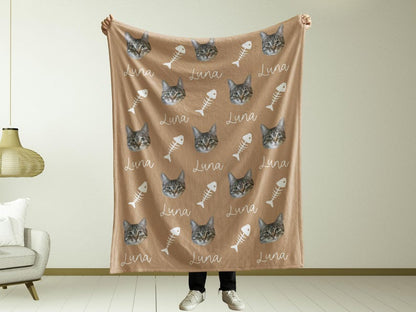 Custom Pet Photo Blanket With Name, Personalized Dog Cat Blanket, Pet Memorial Gift, Dog Dad Gift, Custom Picture Blanket For Pet Lovers