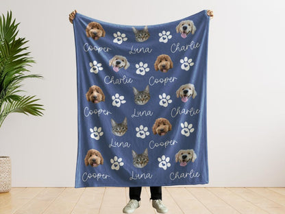 Custom Pet Photo Blanket With Name, Personalized Dog Cat Blanket, Pet Memorial Gift, Dog Dad Gift, Custom Picture Blanket For Pet Lovers