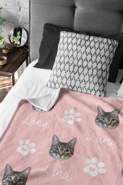 Custom Pet Photo Blanket With Name, Personalized Dog Cat Blanket, Pet Memorial Gift, Dog Dad Gift, Custom Picture Blanket For Pet Lovers