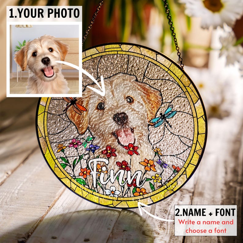 Personalized Dog Memorial Suncatcher, Dog Memorial Ornament, Custom Dog Loss Ornament,Dog Suncatcher,Dog Memorial Gift, Dog Lover Gift CDS01