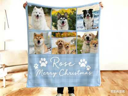 Custom Pet Photo Plush Blanket, Christmas Gift