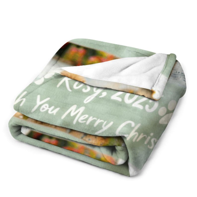 Custom Pet Photo Plush Blanket, Christmas Gift