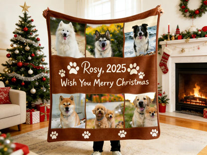 Custom Pet Photo Plush Blanket, Christmas Gift