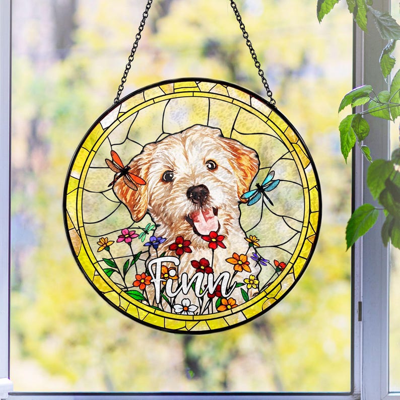 Personalized Dog Memorial Suncatcher, Dog Memorial Ornament, Custom Dog Loss Ornament,Dog Suncatcher,Dog Memorial Gift, Dog Lover Gift CDS01