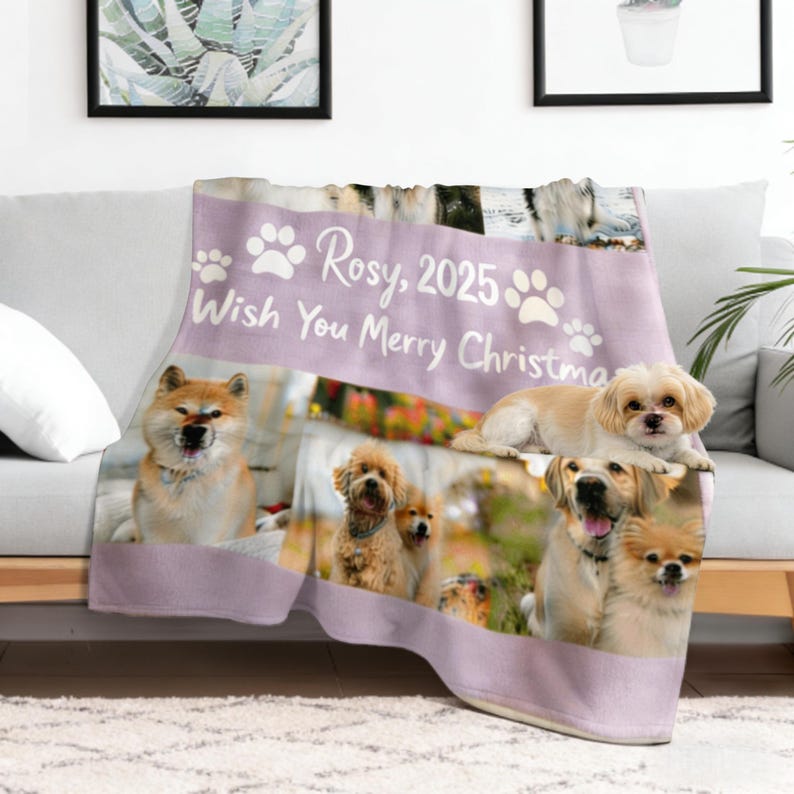 Custom Pet Photo Plush Blanket, Christmas Gift