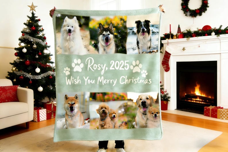 Custom Pet Photo Plush Blanket, Christmas Gift