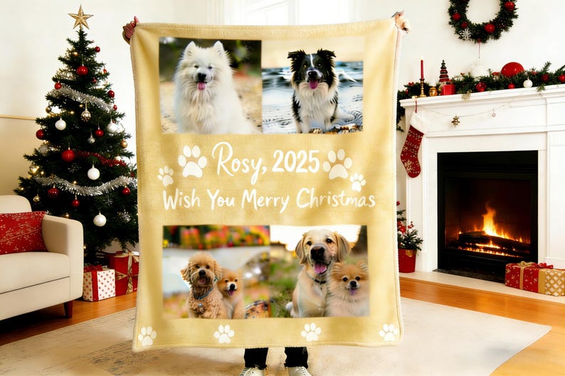Custom Pet Photo Plush Blanket, Christmas Gift