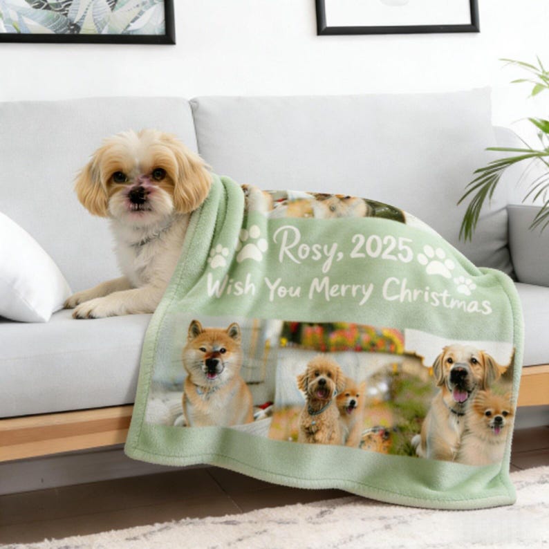Custom Pet Photo Plush Blanket, Christmas Gift