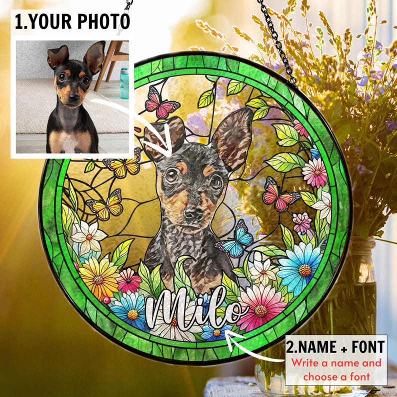 Personalized Pet Suncatcher, Custom Dog Christmas Ornament, Pet Ornament Using Photo, Cat Christmas Photo Suncatcher,Pet Portrait Gift CDS01