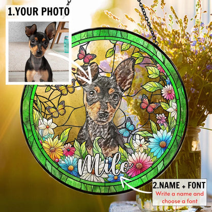 Personalized Pet Suncatcher, Custom Dog Christmas Ornament, Pet Ornament Using Photo, Cat Christmas Photo Suncatcher,Pet Portrait Gift CDS01