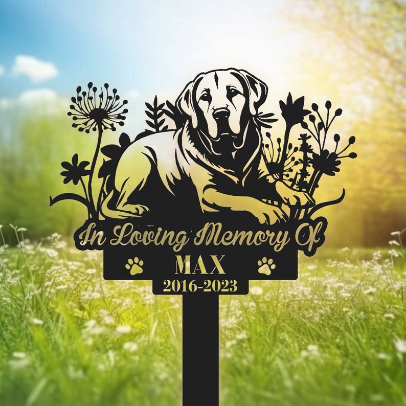 Personalized Dog Memorial Stake, Metal Stake, Labrador Retriever, Pet Grave Marker, Sympathy Sign, Remembrance Stake,Labrador Retriever Sign