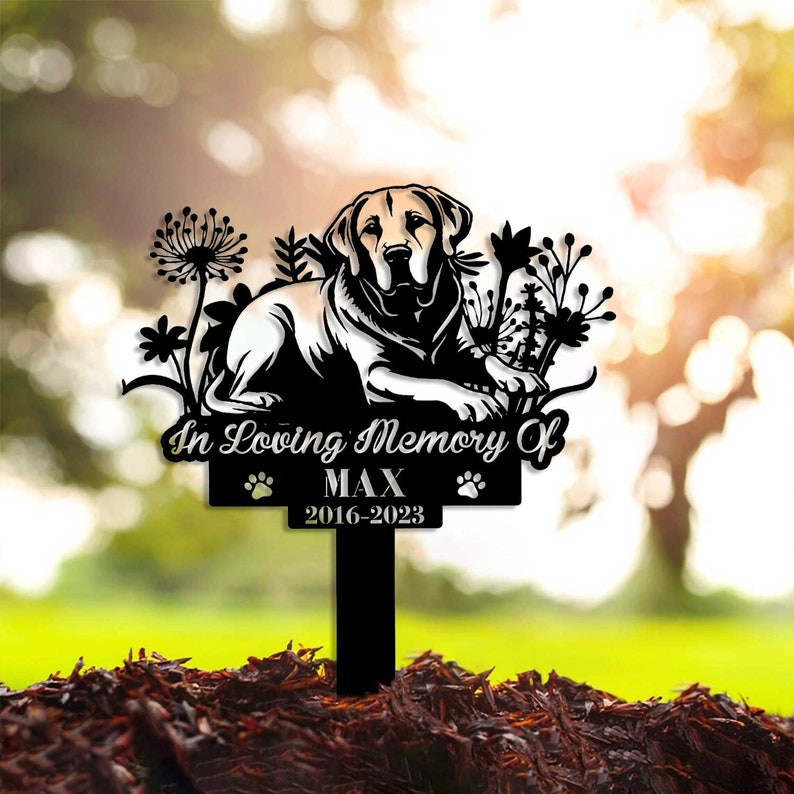 Personalized Dog Memorial Stake, Metal Stake, Labrador Retriever, Pet Grave Marker, Sympathy Sign, Remembrance Stake,Labrador Retriever Sign