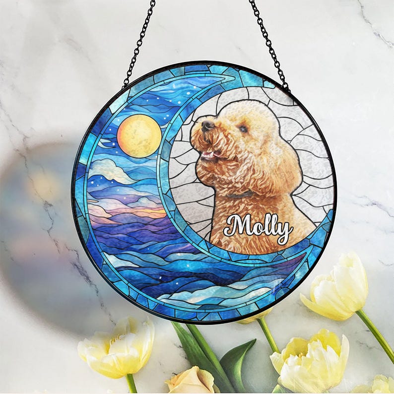 Dog Memorial Gift, Custom Dog Suncatcher With Name And Date, Personalized Dog Memorial Suncatcher, Puppy Loss Gift,In Loving Memory CDS02