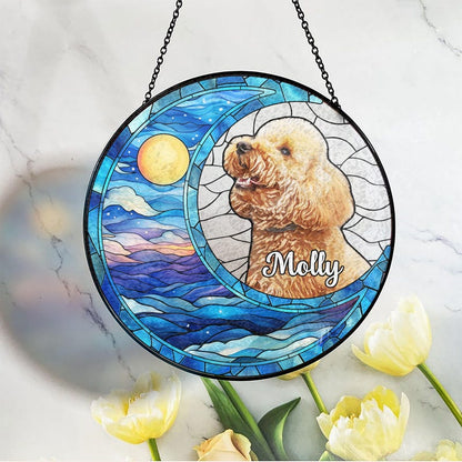 Dog Memorial Gift, Custom Dog Suncatcher With Name And Date, Personalized Dog Memorial Suncatcher, Puppy Loss Gift,In Loving Memory CDS02