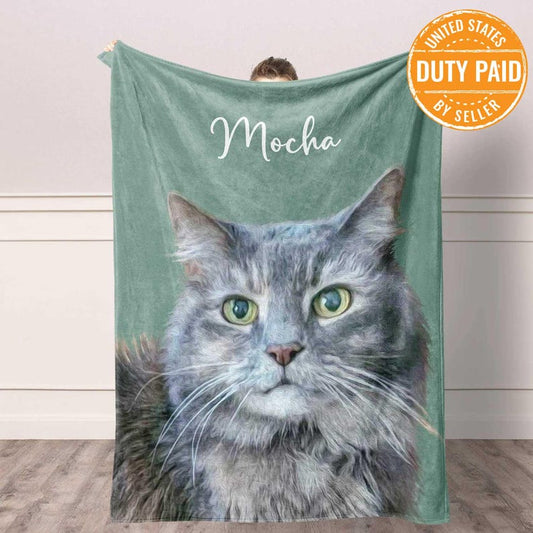 Personalized Pet Photo Blanket: Custom Fleece Dog/Cat Mom Gift