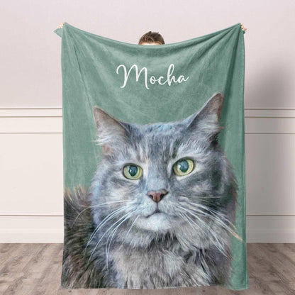 Personalized Pet Photo Blanket: Custom Fleece Dog/Cat Mom Gift