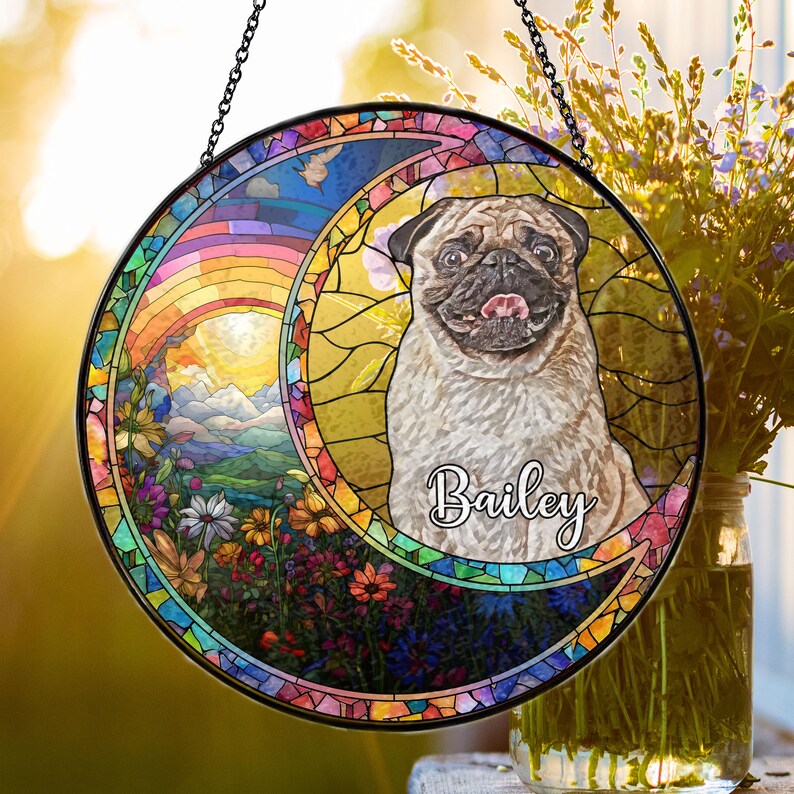 SALE Personalized Dog Memorial Suncatcher, Dog Memorial Ornament, Dog Loss Ornament, Dog Suncatcher,Dog Memorial Gift, Dog Lover Gift CDS02