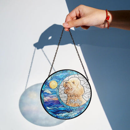 Custom Dog Art Suncatcher Stained Glass From Photo, Pet Memorial Gift, Cat Art Suncatcher,Gift for Dog Lovers,House Decor,Dog Portrait CDS02