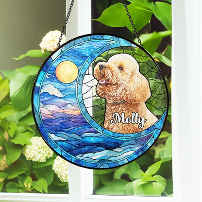 Custom Dog Art Suncatcher Stained Glass From Photo, Pet Memorial Gift, Cat Art Suncatcher,Gift for Dog Lovers,House Decor,Dog Portrait CDS02