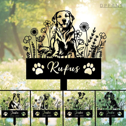 Custom Pet Dog Memorial Stake,Memorial pet tombstone, Pet Loss Gift, Dog Design Garden Sign, Gift for Pet, Dog Grave Marker