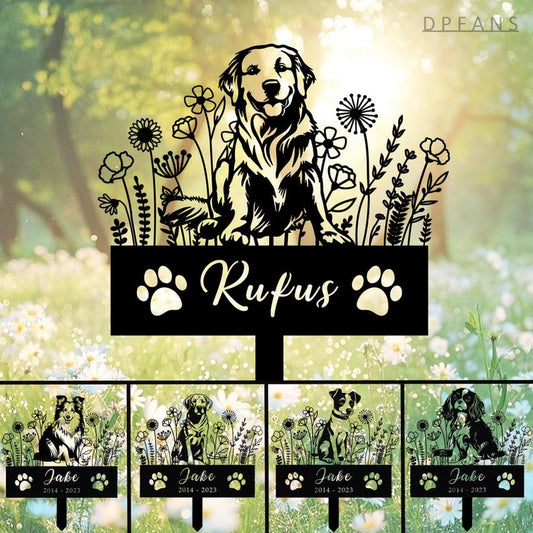 Custom Pet Dog Memorial Stake,Memorial pet tombstone, Pet Loss Gift, Dog Design Garden Sign, Gift for Pet, Dog Grave Marker