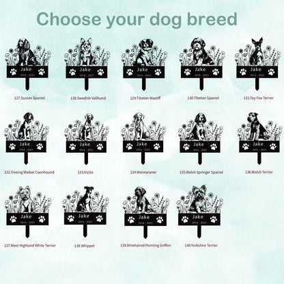 Custom Pet Dog Memorial Stake,Memorial pet tombstone, Pet Loss Gift, Dog Design Garden Sign, Gift for Pet, Dog Grave Marker