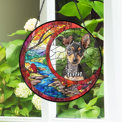 Custom Dog Art Suncatcher Stained Glass From Photo, Pet Memorial Gift, Cat Art Suncatcher,Gift for Dog Lovers,House Decor,Dog Portrait CDS02