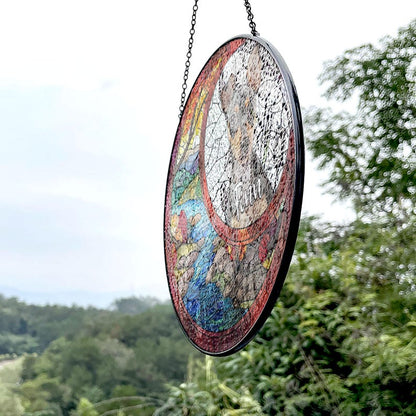 Custom Dog Art Suncatcher Stained Glass From Photo, Pet Memorial Gift, Cat Art Suncatcher,Gift for Dog Lovers,House Decor,Dog Portrait CDS02