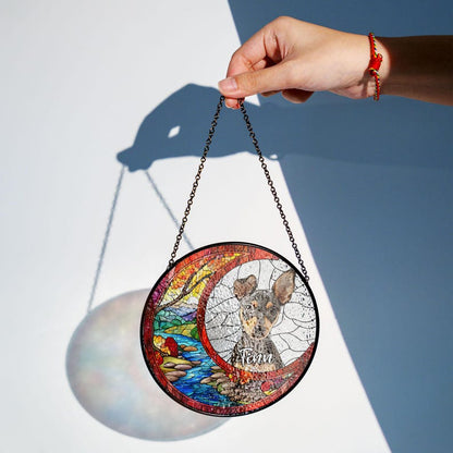 Custom Dog Art Suncatcher Stained Glass From Photo, Pet Memorial Gift, Cat Art Suncatcher,Gift for Dog Lovers,House Decor,Dog Portrait CDS02