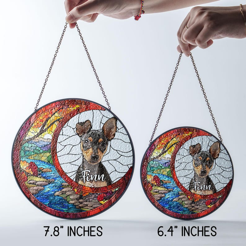 Custom Dog Art Suncatcher Stained Glass From Photo, Pet Memorial Gift, Cat Art Suncatcher,Gift for Dog Lovers,House Decor,Dog Portrait CDS02