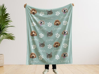 Custom Pet Photo Blanket With Name, Personalized Dog Cat Blanket, Pet Memorial Gift, Dog Dad Gift, Custom Picture Blanket For Pet Lovers